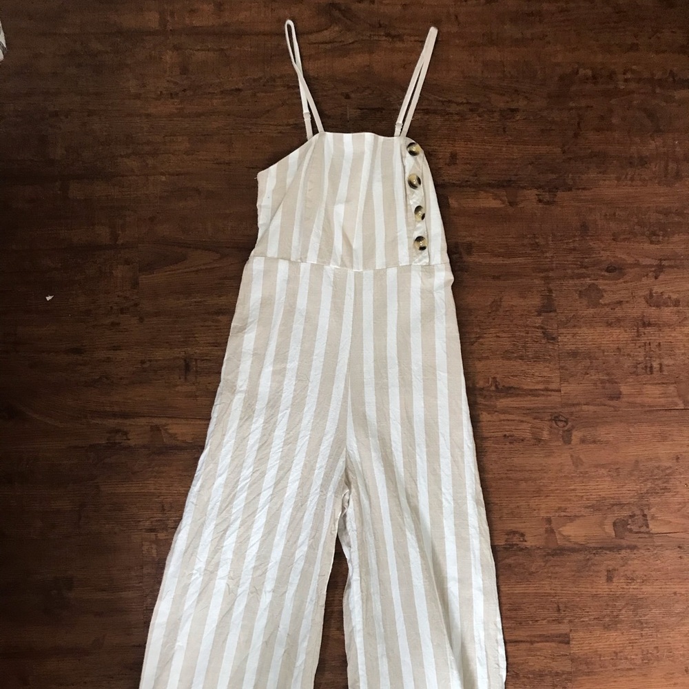 Tan and white jumpsuit